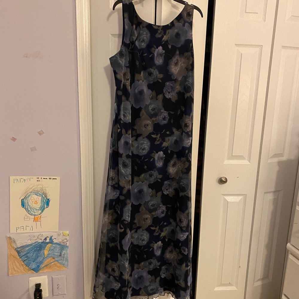 Blue floral long dress Womens 12